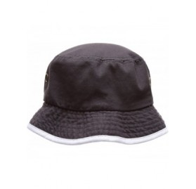 Bucket Hats Summer Adventure Foldable 100% Cotton Stone-Washed Bucket hat with Trim. - Charcoal-white - C9182AN6WGK $9.76