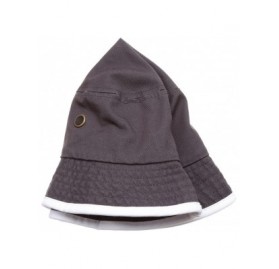 Bucket Hats Summer Adventure Foldable 100% Cotton Stone-Washed Bucket hat with Trim. - Charcoal-white - C9182AN6WGK $9.76