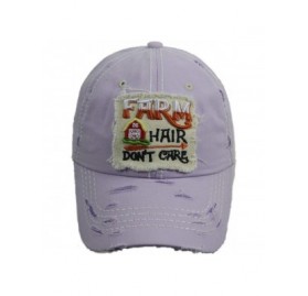 Baseball Caps Distressed Baseball Cap Farm Hair Don't Care Vintage Sun Dad Hat Cotton Visor - Lavender - C718YMGT7MD $17.95