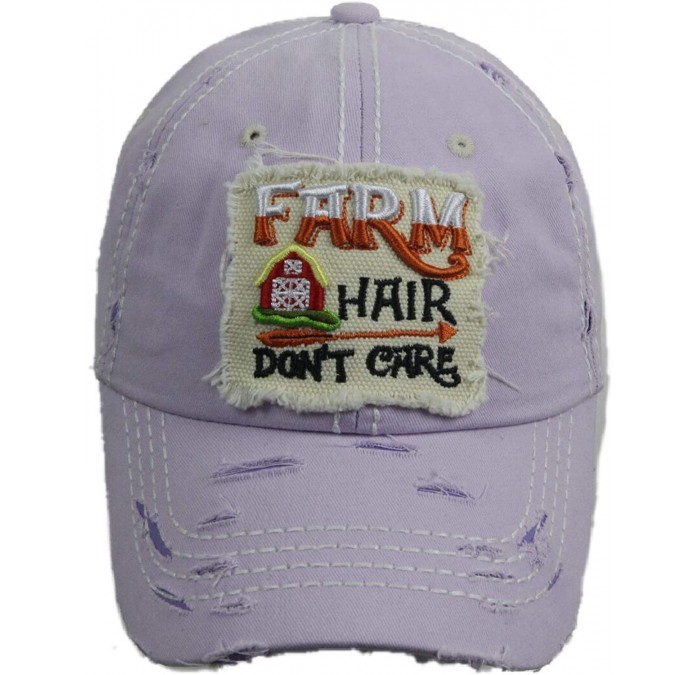 Baseball Caps Distressed Baseball Cap Farm Hair Don't Care Vintage Sun Dad Hat Cotton Visor - Lavender - C718YMGT7MD $17.95