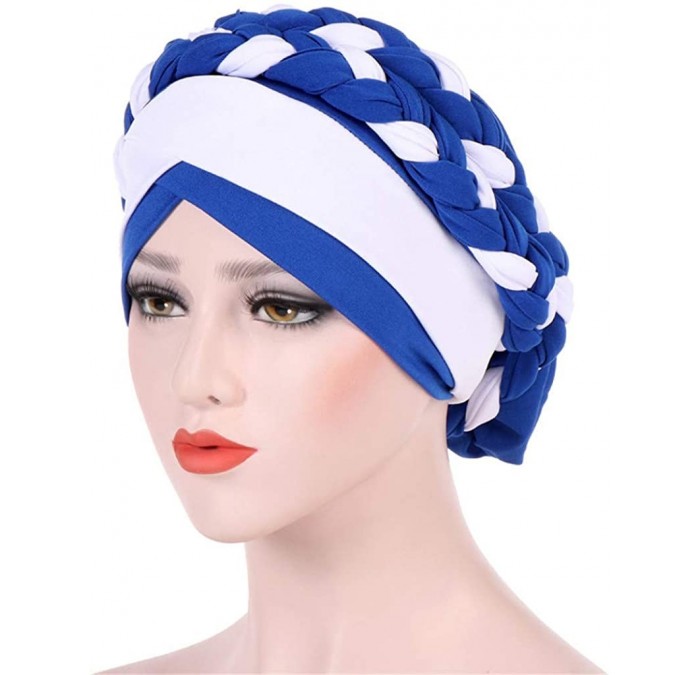 Skullies & Beanies Fashion Women India Hat Muslim Ruffle Cancer Chemo Beanie Turban Wrap Cap Gift - Blue - CO18R9GIOSO $18.95