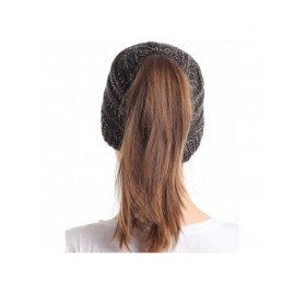 Skullies & Beanies Ponytail Messy Bun Beanie Tail Knit Hole Soft Stretch Cable Winter Hat for Women - 3 Tone Grey - CQ18X2I9H...