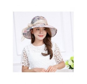 Sun Hats Women Wide Brim Sun Hat Floral Beach Cap Floppy UPF 50+ UV Protection Bucket Hat - Blue - C318E8T4SQ6 $15.37