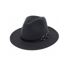 Fedoras Mens Fedora Hat Faux Felt Wide Brim Belt Buckle Cowboy Hat - A Dark Gray - C31933WNA0O $11.18