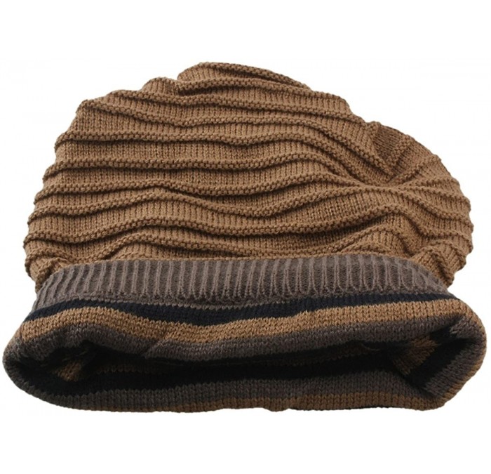 Skullies & Beanies SUNYIK Unisex Slouchy Beanie Hat-Winter Scarf ChunkyKnit Baggy Cap - Brown - CI129TD2IS7 $8.06