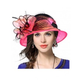 Bucket Hats Kentucky Derby Dress Church Cloche Hat Sweet Cute Floral Bucket Hat - Rose - CB17Y02YUTR $23.72