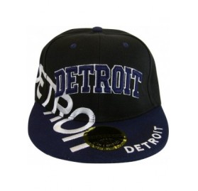 Baseball Caps Detroit Large Script Men's Adjustable Snapback Baseball Caps - Black/Navy - C917YHT69L6 $11.10
