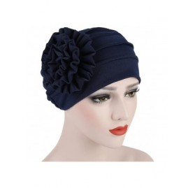 Skullies & Beanies Women's Floral Muslim Hijab Cap Solid Color Stretch Chemo Turban Hat Head Scarf - Navy Blue - CU187T7DGE3 ...