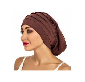 Skullies & Beanies Slouchy Satin Lined Sleep Cap Women Double Layer Beanie Hat for Curly Hair of - Coffee Large - CQ18Y2IXKCZ...
