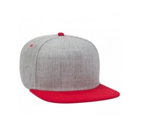 Baseball Caps Square Flat Visor SNAP 5 Panel Pro Style Snapback Hat - Red/H.gry/H.gry - CF180D3SHCK $14.26