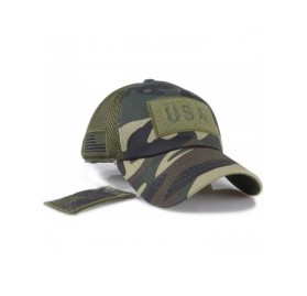 Baseball Caps Camouflage Trucker Hat Military Tactical Operator Cap with American Flag Patch Velcro - Camo - C718RQKALML $17.79