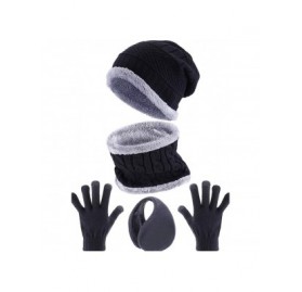 Skullies & Beanies 5 Pieces Winter Ski Warm Set- Include Winter Knitted Hat Neck Warmer Outdoor Warmer Gloves Ear Warmer - Bl...