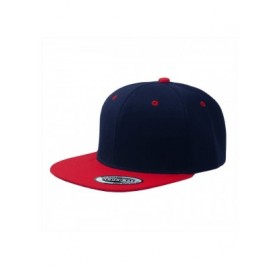 Baseball Caps Blank Adjustable Flat Bill Plain Snapback Hats Caps - Navy/Red - CL11LI0NDMP $10.59