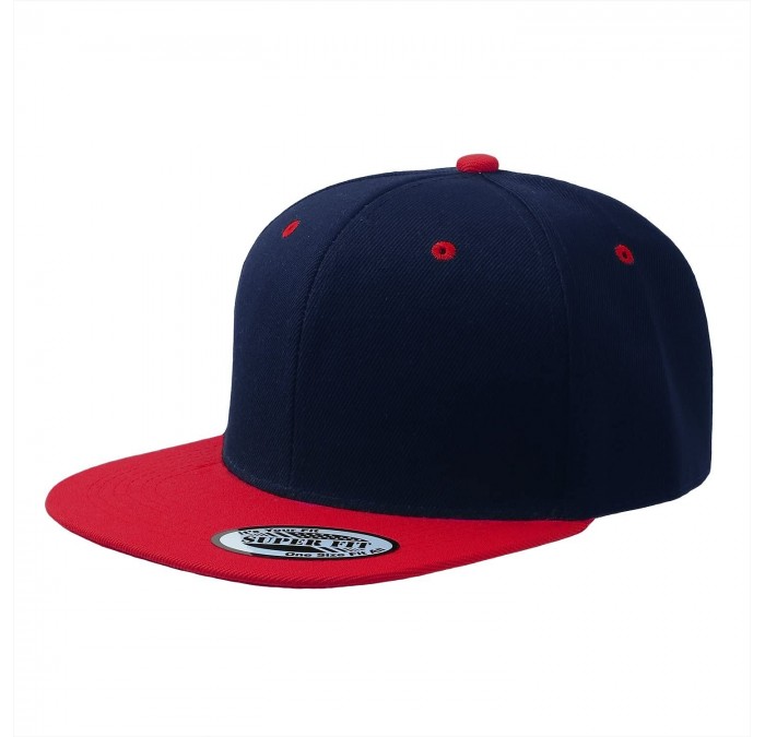 Baseball Caps Blank Adjustable Flat Bill Plain Snapback Hats Caps - Navy/Red - CL11LI0NDMP $18.77