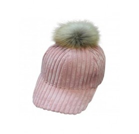 Skullies & Beanies Women Men Unisex Baseball Cap Snapback Hats Faux Fur Ball Winter Warm Hat - Pink - CW18747RODE $32.21