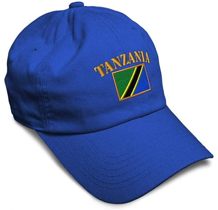 Baseball Caps Soft Baseball Cap Tanzania Flag Embroidery Twill Cotton Dad Hats for Men & Women - Royal Blue - C618YSZHUKI $13.84