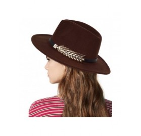 Fedoras Women Fedora Hat Simple Metal Belt Buckle Panama Hat Vintage Jazz Cap - Coffee - CS18KEKEWRZ $15.97