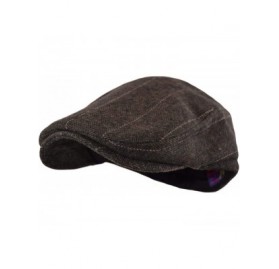 Newsboy Caps Men's Classic Herringbone Tweed Wool Blend Newsboy Ivy Hat (Large/X-Large- Charcoal) - Brown Plaid - CZ12OCAK32O...