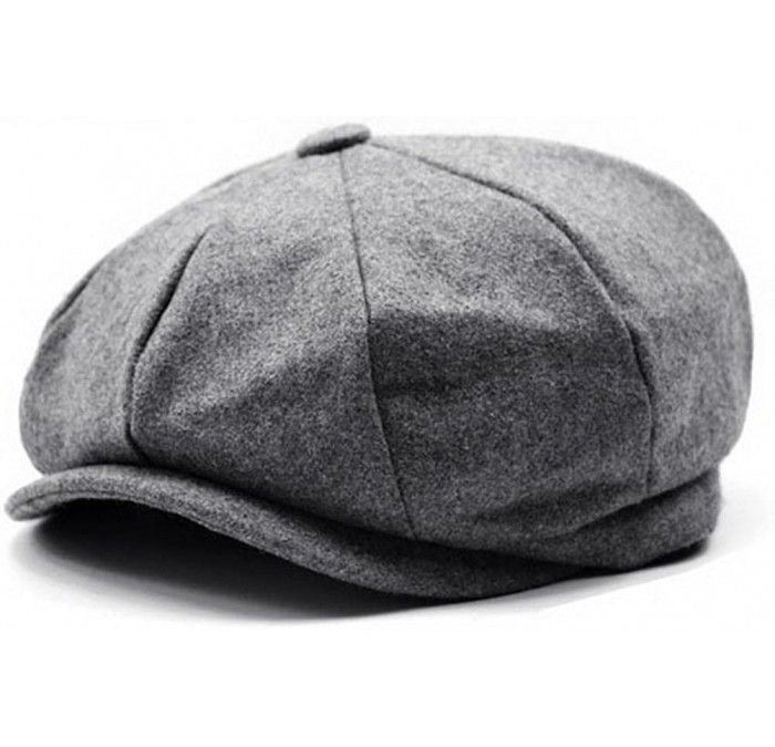 Newsboy Caps Men's Women's Premium Wool Blend 8Panels Plaid Herringbone Newsboy Hat - Gray - C3186KH5YGW $18.78