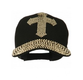Baseball Caps Cross Embellished Stones Baseball Cap - Black Gold - C611P5IH7G9 $22.02