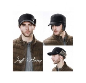 Baseball Caps Mens Womens Winter Wool Baseball Cap with Ear Flaps Faux Fur Earflap Trapper Hunting Hat for Cold Weather - CT1...