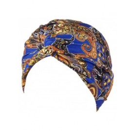 Skullies & Beanies Fashion Women Print India Hat Muslim Ruffle Cancer Chemo Beanie Turban Wrap Cap 2019 New - Blue - CR18WM9W...