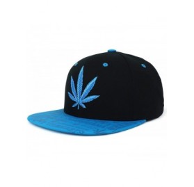 Baseball Caps Rasta Marijuana Leaf Weed 3D Embroidered Flat Bill Snapback Cap - Black Blue - CO18CMKOXRW $18.16