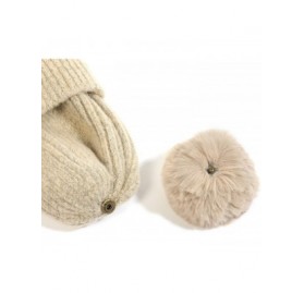 Skullies & Beanies Winter Beanie Knit Hat with Faux Fur Pom Pom Slouchy Soft Warm Stretch Cable Ski Cap for Women - CE18XW0DT...
