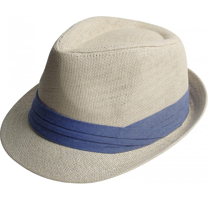 Fedoras Fedora Hats for Men & Women Tribly Short Brim Summer Paper - 07 - Beige - C818W4Z8TQ3 $8.70
