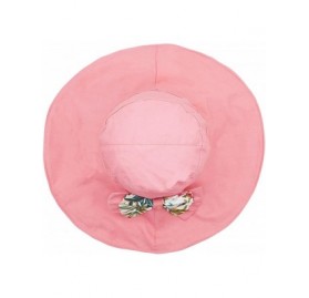 Bucket Hats Womens Wide Brim Floppy Sun Hat Reversible Summer Beach Hats with Detachable Bowknot - Pink - CU18GSE5NQZ $13.00