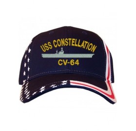 Baseball Caps USS Constellation CV-64 Stars & Stripes Baseball Cap Navy - CG12LC85ETH $21.23