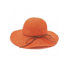 Sun Hats Women's Wide Brim Caps Foldable Fashion Summer Beach Sun Straw Hats - Orange - C512IDG2HAJ $11.53