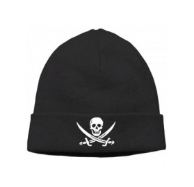 Skullies & Beanies Mens&Womens Pirate Flag Skull Outdoor Daily Beanie Hat Skull Cap Black - Black - CF187R8D0AQ $16.51