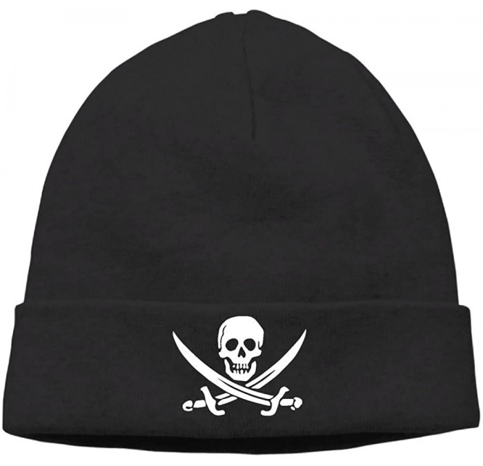 Skullies & Beanies Mens&Womens Pirate Flag Skull Outdoor Daily Beanie Hat Skull Cap Black - Black - CF187R8D0AQ $16.51