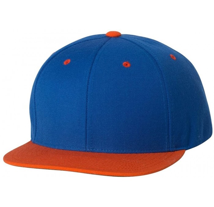 Baseball Caps Flexfit 6 Panel Premium Classic Snapback Hat Cap - Royal/Orange - CV12D6KE9LD $22.13