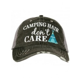 Baseball Caps Camping Hair Don't Care Women's Trucker Hat - Mint - CS183IKCXLC $26.55