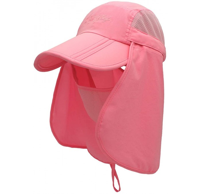 Sun Hats Neck Face Flap Outdoor Cap UV Protection Sun Hats Fishing Hat Quick-Drying UPF50+ - Pink - CO17Z3A5S7R $33.75