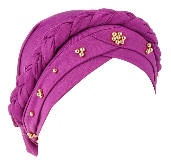 Skullies & Beanies Summer Ruffle Diamond Headscarf - Purple - CS18QX5UHC3 $12.78