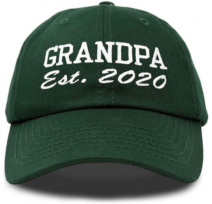 Baseball Caps New Grandpa Hat Est 2019 2020 Fun Gift Embroidered Dad Hat Cotton Cap - Dark Green - CN18RZE3DA6 $31.46