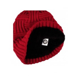 Skullies & Beanies Fleece Lined Knit Beanie Winter Hat Slouchy Watch Cap HZ50031 - Red - CB18L7A3Q86 $12.35