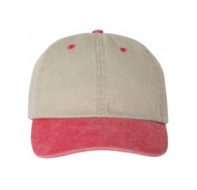 Baseball Caps Pigment Dyed Cotton Twill Cap - Beige/Red - C61889E58EH $8.94