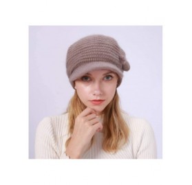 Skullies & Beanies Womens Winter Warm Hat Newsboy Hat Fleece Lining Slouchy Beanie Knitted Caps with Visor - Khaki - CF1925L7...