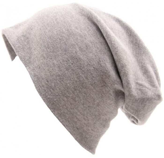 Skullies & Beanies Unisex Women Thin Solid Baggy Slouchy Oversized Cotton Sleep Beanie Hat Skull Cap - Light Grey - CU12LXK6R...