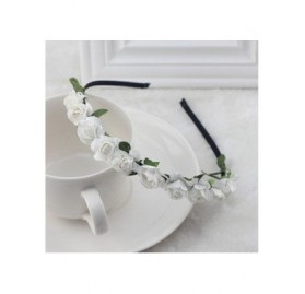 Headbands Rose Flower Crown Festival Headband Floral Garland - White - White - CD12IANG9F9 $9.19