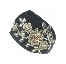Headbands Women Knitted Headband with Crystal Dotted (Black) - C5185O7N8MY $18.21