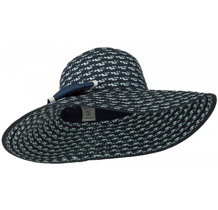 Sun Hats Big Bow Floppy Wide Brim Hat - Navy - CY11KCHJ5CR $67.72
