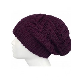 Skullies & Beanies Knit Oversized Slouchy Chunky Soft Warm Winter Baggy Beanie Hat - Purple - CV18I6LAOOA $10.07
