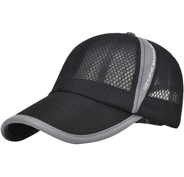 Baseball Caps Men's Summer Outdoor Sport Baseball Cap Mesh Hat Running Visor Sun Caps - Black-2 - CP18RM6O4NE $14.62