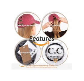 Baseball Caps Distressed Washed Denim Ladder Ponytail Hole Baseball Caps (BT-779) - Red - CP194UN26NX $16.40