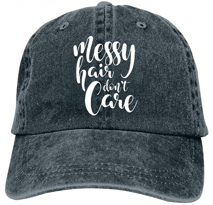 Baseball Caps Messy Hair Don't Care Unisex Vintage Adjustable Cotton Baseball Cap Denim Dad Hat Cowboy Hat - Navy - CD18IRDDA...